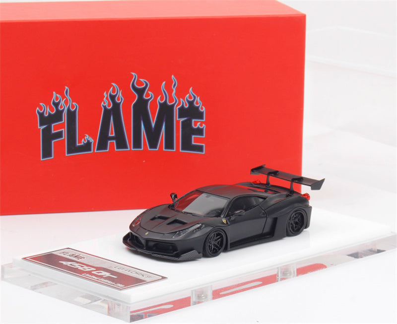 Flame Ferrari 458 GT LBWK wide body modified car Limited Edition 299PCS ONLY matte black 1:64 Car Pre-built Model view7