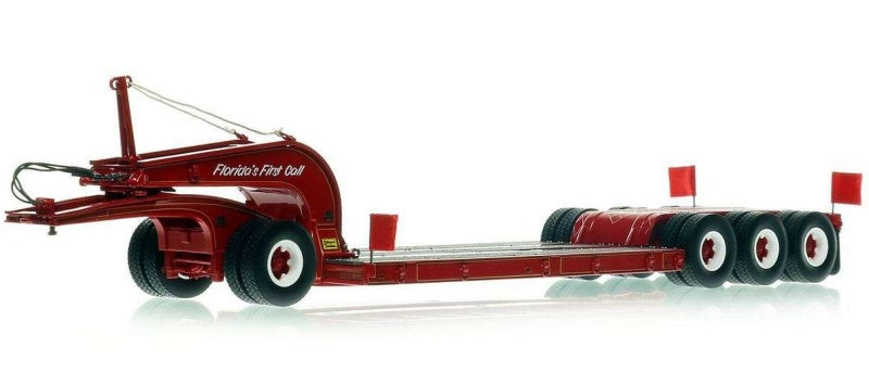 1:50 Talbert  1960s 60-Ton Cableneck Lowbed w/ Single-Axle Dolly Heavy Haul Replicas  Red Diecast Model