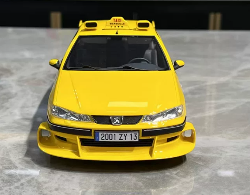 1:18 Peugeot 406  Yellow  VEHICLE Art Taxi Express with Wings LTD 300PCS ONLY Resin car Model