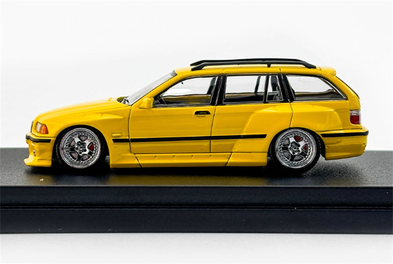 Mortal Third Generation BMW 3 Series E36 Four-Door Touring Yellow Lowered Version Limited Edition 499PCS ONLY 1:64 Car Pre-built Model view3