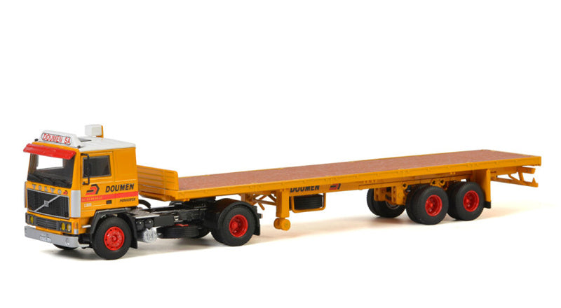 WSI VOLVO F12 4x2 FLATBED TRAILER CLASSIC - 2 AXLE Doumen 1:50 Truck Pre-built Model