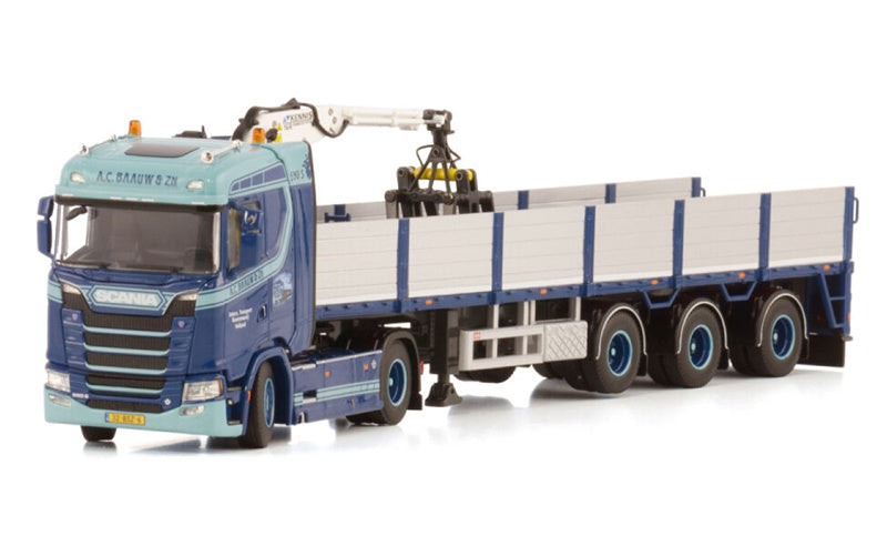 WSI  SCANIA S NORMAL CS20N 4X2 BRICK TRAILER - 3 AXLE A.C. Baauw 1:50 Truck Pre-built Model