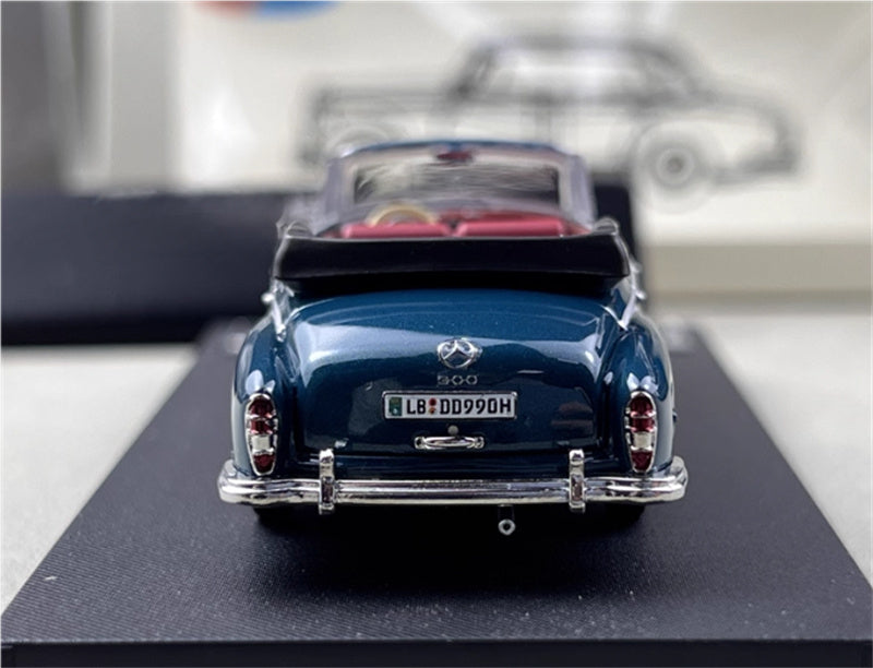 SEEKER Mercedes Benz 300D Adenauer W189 1959 convertible Soft top Blue 1:64 Car Pre-built Model view8
