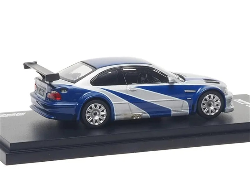 1:64 BMW M3 E46 GTR Silver with Blue Stripes Almost Real DIECAST Model