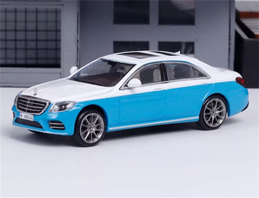 Master Mercedes Benz S-Class S450 W222 White blue dual color 1:64 Car Pre-built Airliner Model Display view1