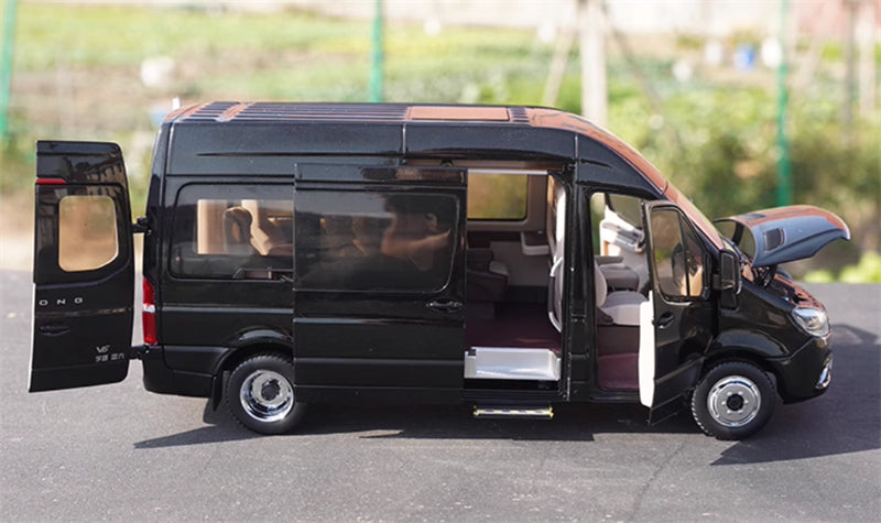 Yutong Tianjun V6 Light Bus New Energy Obsidian Black 1:24 Bus Pre-built Model