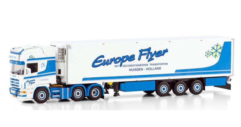 WSI  SCANIA R4 TOPLINE 6X2 TWINSTEER REEFER TRAILER - 3 AXLE Europe Flyer 1:50 Truck Pre-built Model
