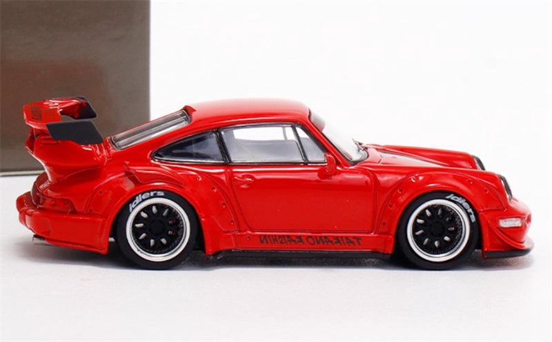 Star Model Porsche RWB 964 GT Tail Wing Edition Limited Edition Red - Black Line w/ Figure 1:64 Car Pre-built Model view3