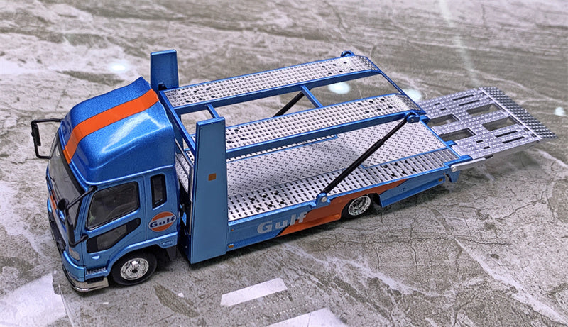 GCD Mitsubishi Fuso Fighter Double deck tow trucks right hand drive Gulf Painting 1:64 Truck Pre-built Model view4