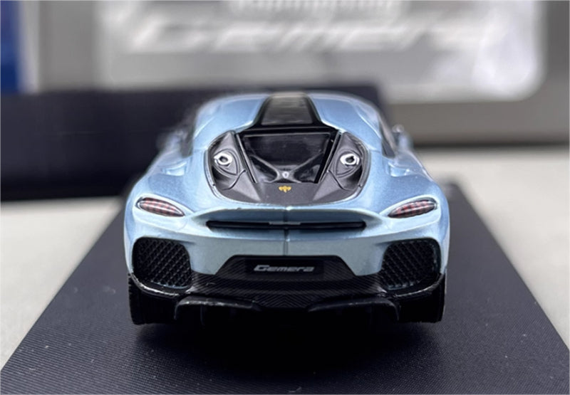 HKM Premium & BriScalemicro Koenigsegg Gemera Ice blue 1:64 Car Pre-built Model view8