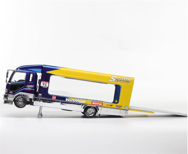 GCD Mitsubishi Mk2 fuso lifting type container truck transport SPOON sports Electroplated Blue RHD 1:64 Truck Pre-built Model view4