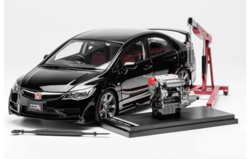 1:18 Honda Civic Type R FD2 Late Version MotorHelix Limited Edition 399PCS ONLY Crystal Metal Black Diecast Model view1