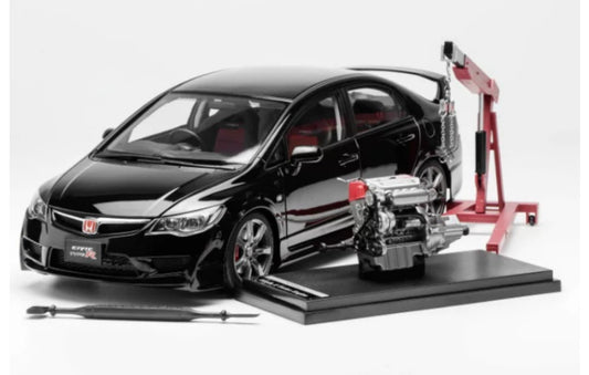 1:18 Honda Civic Type R FD2 Late Version MotorHelix Limited Edition 399PCS ONLY Crystal Metal Black Diecast Model view1