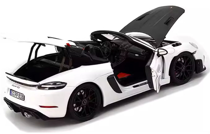 1:18 PORSCHE 718 SPYDER RS  White Carbon Cover  Norev Convertible DIECAST Car Model