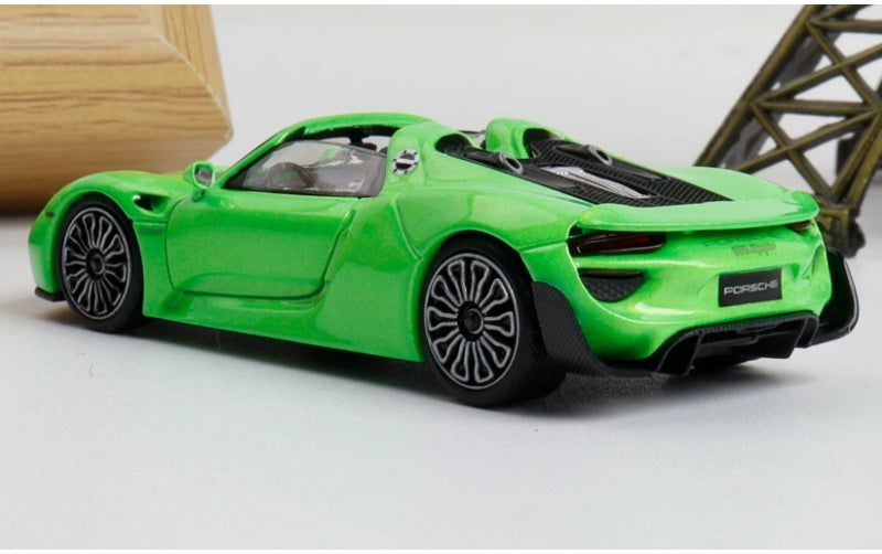 1:64 Porsche 918 Spyder Apple Green TOP LUX Convertible DIECAST Car Model