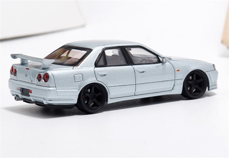 Mortal Nissan GTR ER34 25GT SKYLINE URAS Modified Edition Ice Blue - Regular Edition (Black Wheel) Limited Edition 1:64 Car Pre-built Model view2