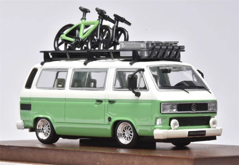 Mortal Volkswagen VW T3 Magway van BBS Lowered Version with accessories GREEN/CREAM Limited Edition 499PCS ONLY 1:64 Car Pre-built Model view1