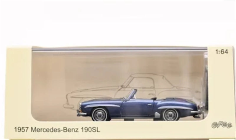 GFCC Mercedes Benz 190SL Convertible Luxury Classic Car Blue 1957 Soft top 1:64 car Pre-built Model view8