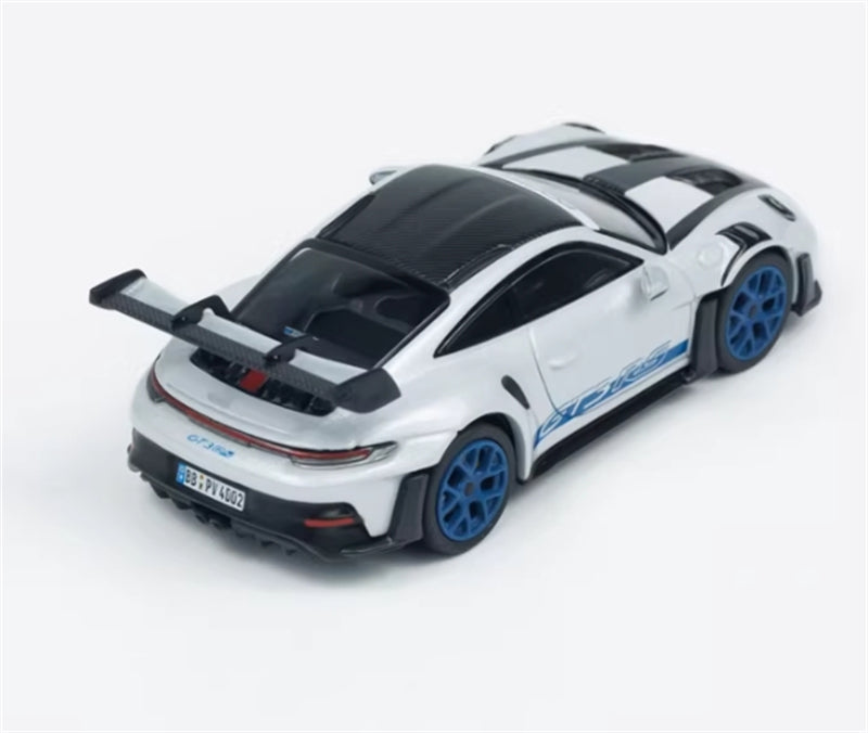 MINICHAMPS Porsche 911 GT3 RS 2024 Grey w/ Blue Wheels Limited Edition 1:64 Car Pre-built Model