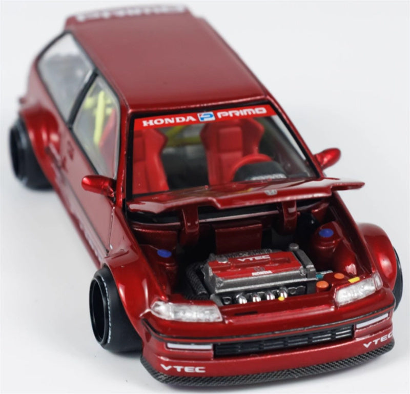 KaidoHouse x MiniGT Honda Civic (EF) Kaido Works V2 red color box packaging 1:64 Car Pre-built Model view5