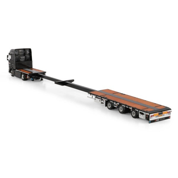 1:50 DAF MEGA TRANSPORT XG + 4X2 FLATBED TRAILER 3 AXLE WSI  Black Diecast Model