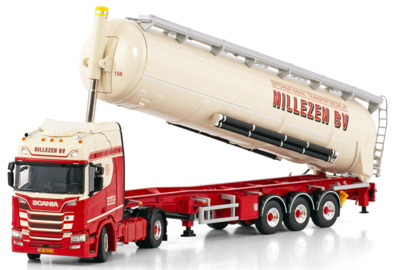 WSI SCANIA R HIGHLINE CR20H 4X2 TIPPER BULK TRAILER - 3 AXLE Nillezen Transport 1:50 Truck Pre-built Model