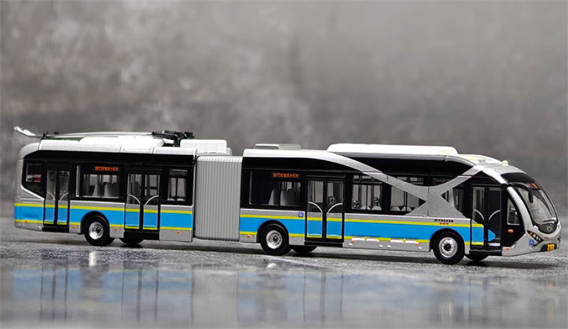 CREATIVE CULTURE BJD-WG180N Beijing Bus BTR3 Youth articulated trolley bus Blue Silver 1:110 Bus Pre-built Model view7