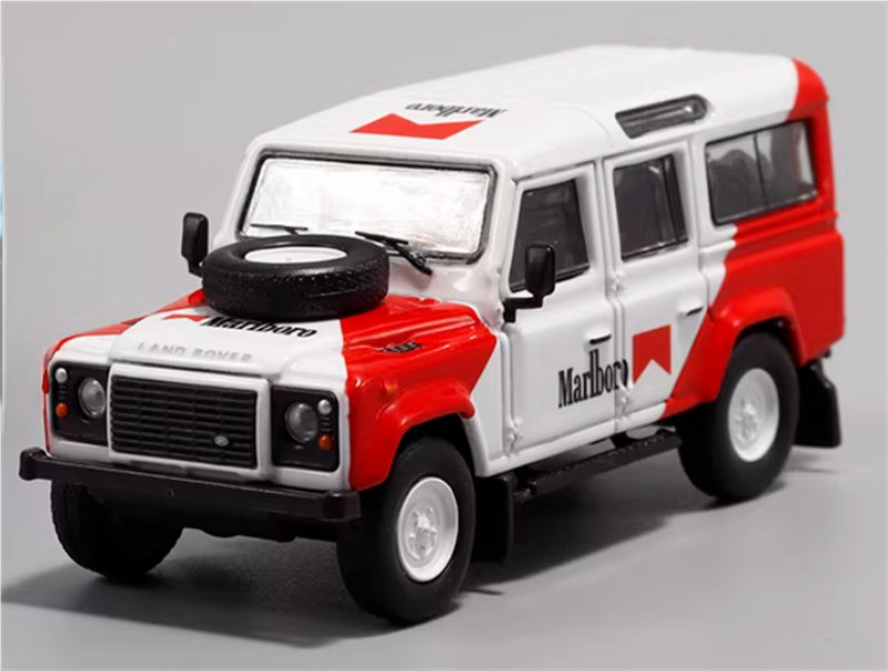 Master Land Rover Defender 110 Marlboro Painting Regular Edition 1:64 Car Pre-built Airliner Model Display view3