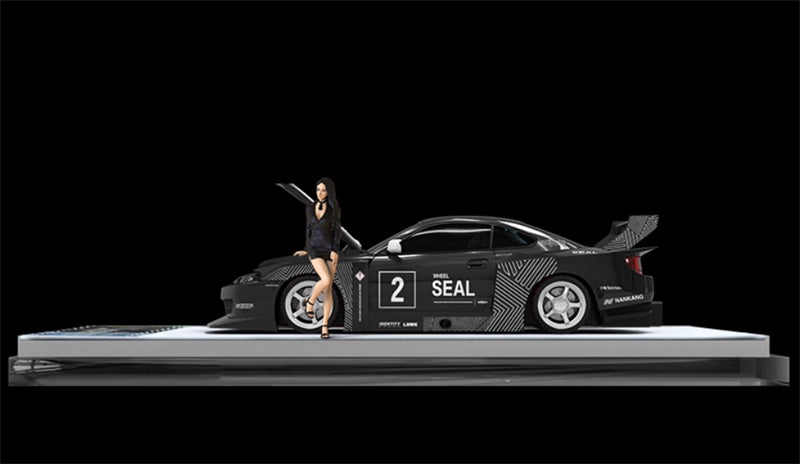TIMEMICRO Nissan S15 LBWK wide body black 2 # w/ Figure Limited Edition 2000PCS ONLY 1:64 Car Pre-built Model view3