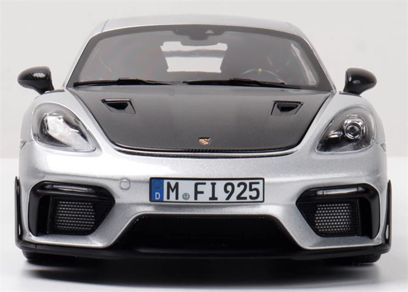 1:18 PORSCHE Cayman GT4 RS 2024 Silver carbon cover  Norev Hard top Tail Wing Edition DIECAST Car Model