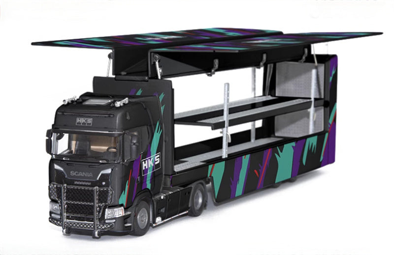 Star Model Scania S730 double decker transport vehicle Black HKS 1:64 Truck Pre-built Model