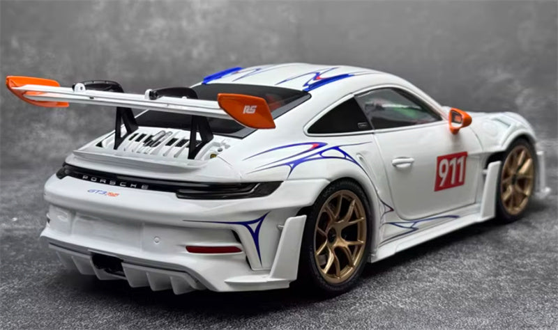 1:18 PORSCHE 911 (992) GT3 RS 2023 White Orange Decor  MINICHAMPS  DIECAST Car Model