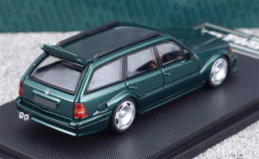 Mortal Mercedes Benz S124 T MODEII EVO2 wagon Pearl Green pancake wheels Limited Edition 999PCS ONLY 1:64 Car Pre-built Model view2