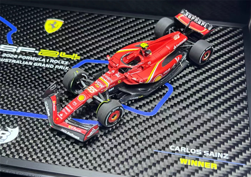 1:43 BBR MODELS Ferrari SF24 GP AUSTRALIAN GRAND PRIX 2024 #16 & SAINZ #55 SET view2