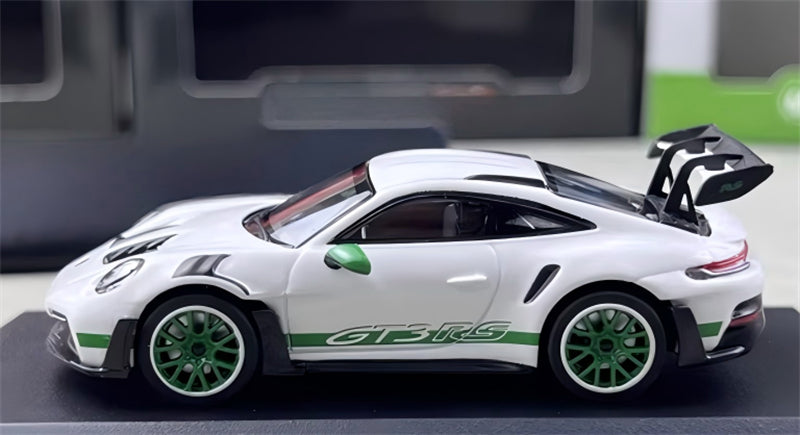 MINICHAMPS Porsche 911 GT3 RS 2024 White w/ Green Wheels Limited Edition 1000PCS ONLY 1:64 Car Pre-built Model