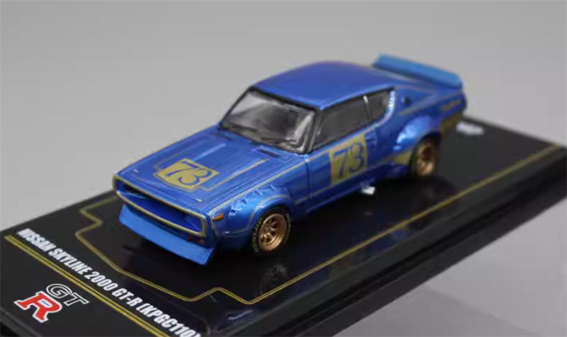 INNO64 Nissan Skyline 2000 GT-R (KPGC110) Blue # 73 1:64 car Pre-built Model view1