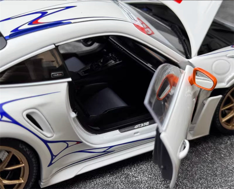 1:18 PORSCHE 911 (992) GT3 RS 2023 White Orange Decor  MINICHAMPS  DIECAST Car Model