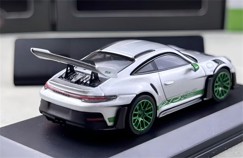 MINICHAMPS Porsche 911 GT3 RS 2024 Silver w/ Green Wheels Limited Edition 1000PCS ONLY 1:64 Car Pre-built Model