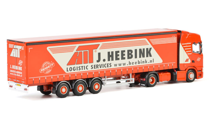 WSI SCANIA S HIGHLINE CS20H 4x2 CURTAINSIDE / TAUTLINER TRAILER - 3 AXLE Heebink 1:50 Truck Pre-built Model