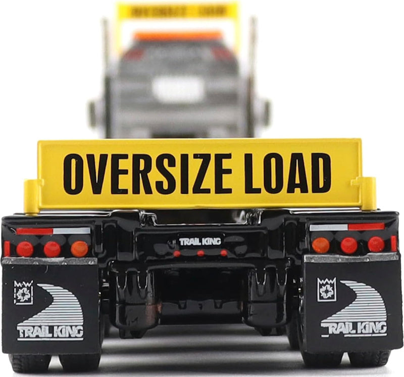 CATERPILLAR Kenworth T880 SBFA Daycab Tridem Tractor in Black with Trail King TK120 HDG Lowboy Trailer 1:50 Truck Pre-built Model