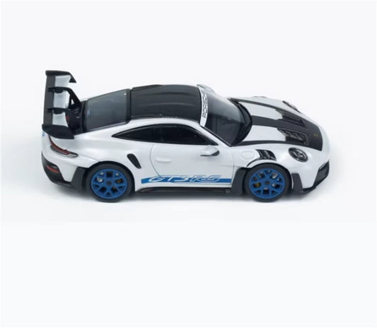 MINICHAMPS Porsche 911 992 GT3 RS 2024 Grey w/ Blue Wheels Limited Edition 1:64 Car Pre-built Model