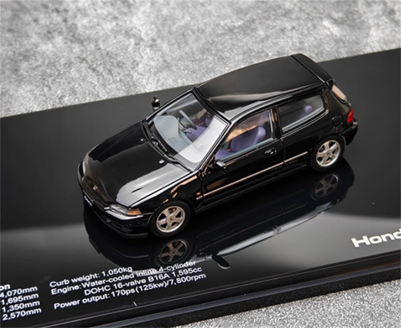 LCD-MODELS Honda Civic SiR II EG6 Fully open black 1:43 Car Pre-built Model view2