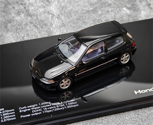 LCD-MODELS Honda Civic SiR II EG6 Fully open black 1:43 Car Pre-built Model view2