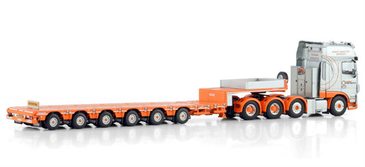 WSI  DAF XF SUPER SPACE CAB MY2017 8X4 NOOTEBOOM MANOOVR - 6 AXLE Global Crane Services 1:50 Truck Pre-built Model