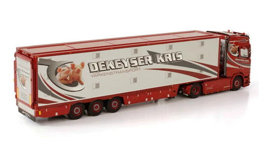 WSI SCANIA S HIGHLINE CS20H 4X2 LIVE STOCK TRAILER - 3 AXLE DEKEYSER KRIS 1:50 Truck Pre-built Model