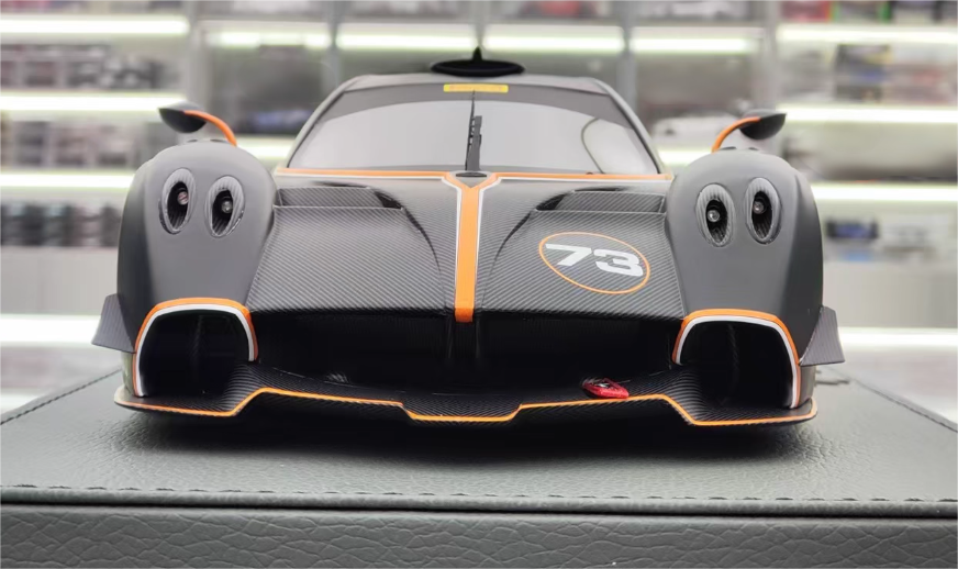 BBR MODELS Pagani Huayra R Limited Edition Matte Black Pirelli P Zero 1:18 Car Pre-built Model view6