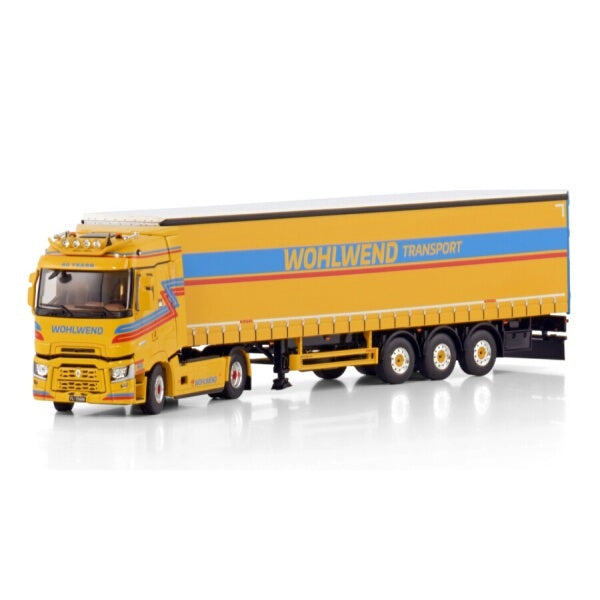 1:50 RENAULT WOHLWEND 4X2 CURTAINSIDE TRAILER 3 AXLE WSI  Yellow Diecast Model
