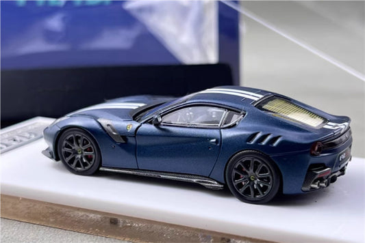 Stance Hunters Ferrari F12 TDF Supercar Limited Edition 499PCS ONLY Tour de France blue - white stripes 1:64 Car Pre-built Model view2