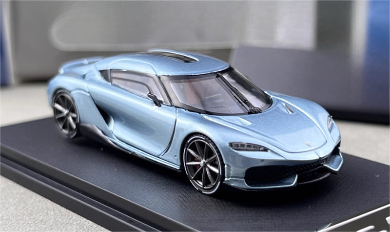 HKM Premium & BriScalemicro Koenigsegg Gemera Ice blue 1:64 Car Pre-built Model view3
