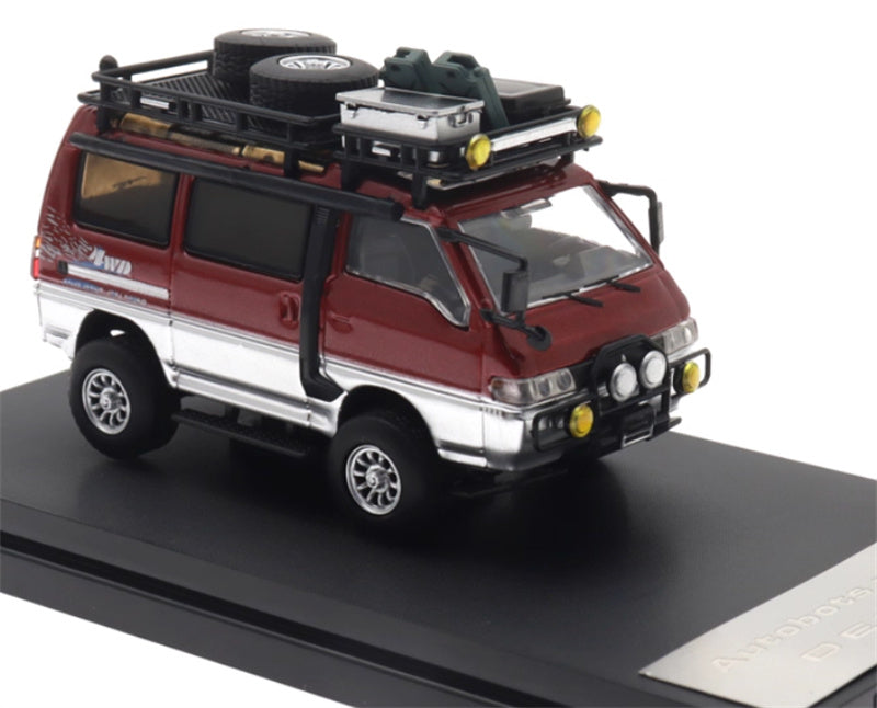 Autobots Models Mitsubishi Delica 3rd Generation Wagon 4X4 Off Road Modified Edition Original red silver 1:64 Car Pre-built Model view5